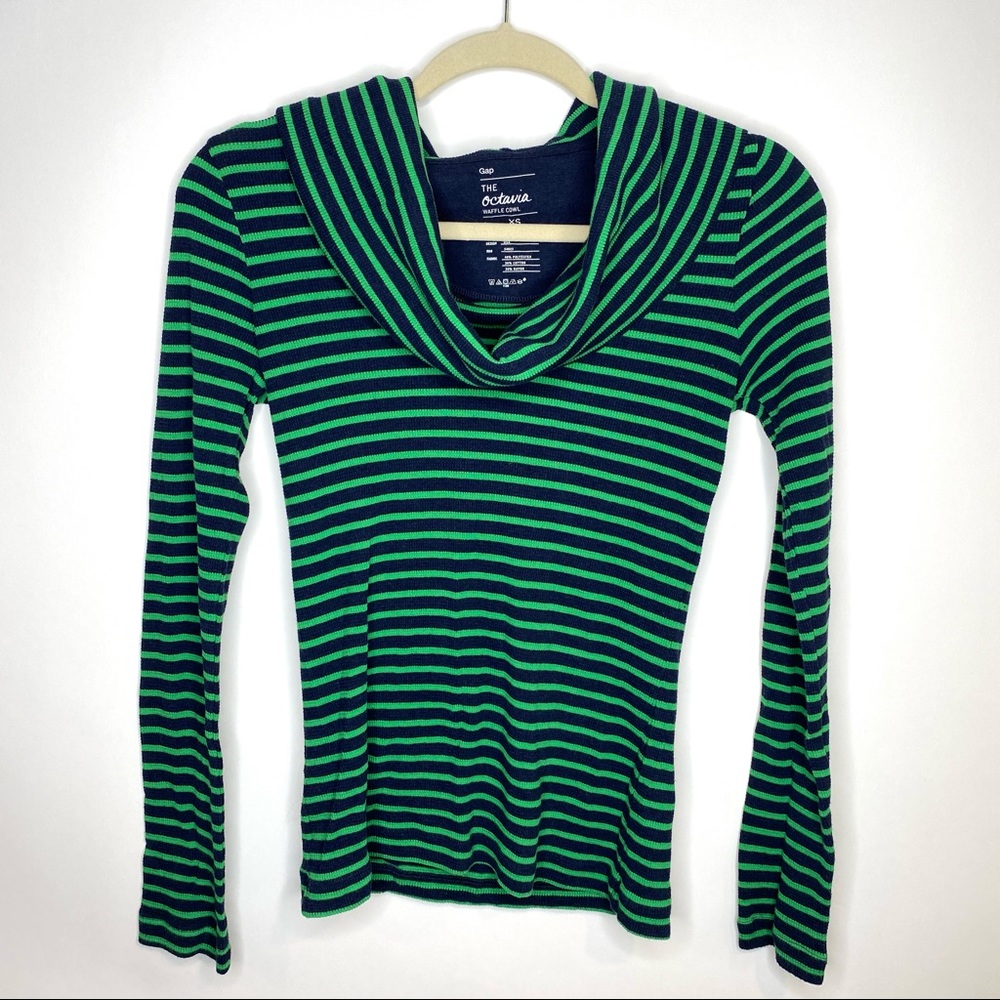 Women’s GAP Waffle Cowl Striped Long Sleeve Top